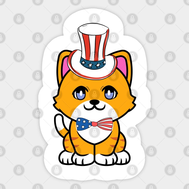 Funny orange cat is ready for independence day Sticker by Pet Station